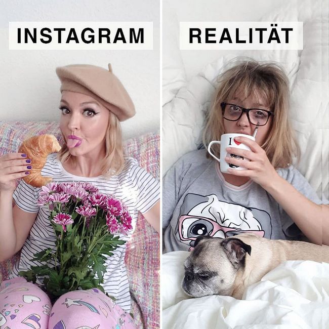 Artista tira fotos comparando o instagram com a vida real
